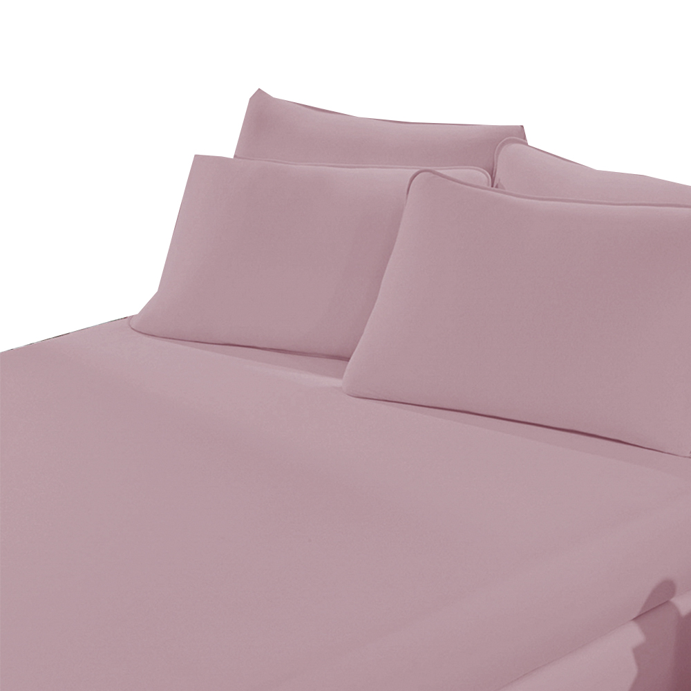 Lençol Malha Liso com Elástico Queen Rosa Quartz Linha Cores Portallar 1 peça