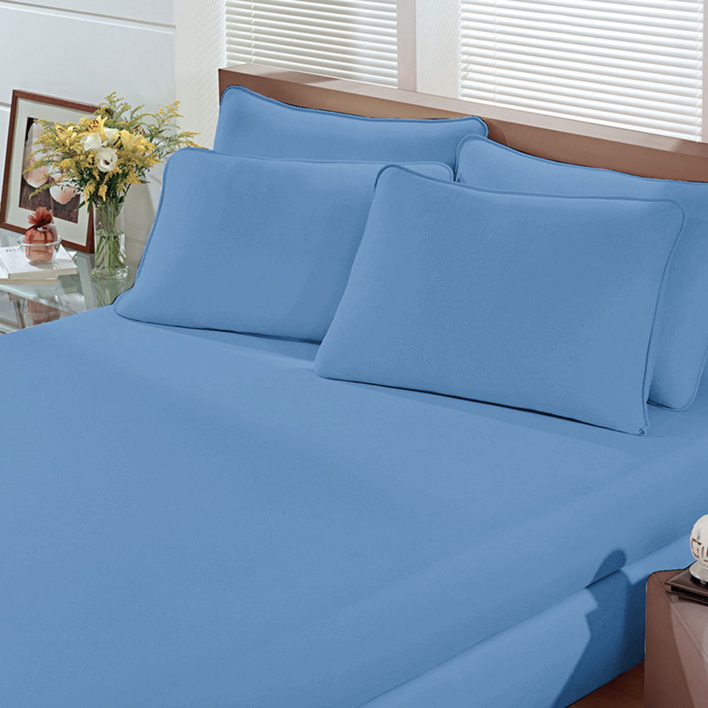 Lençol Malha Liso com Elástico Solteiro Azul Serenity Linha Cores Portallar 1 peça