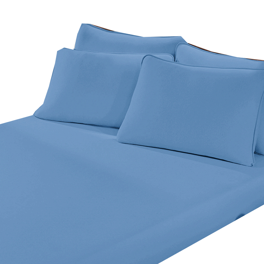 Lençol Malha Liso com Elástico Solteiro Azul Serenity Linha Cores Portallar 1 peça