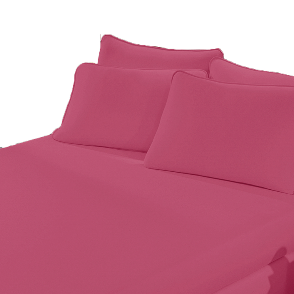 Lençol Malha Liso com Elástico Solteiro Rosa Chiclete Linha Cores Portallar 1 peça