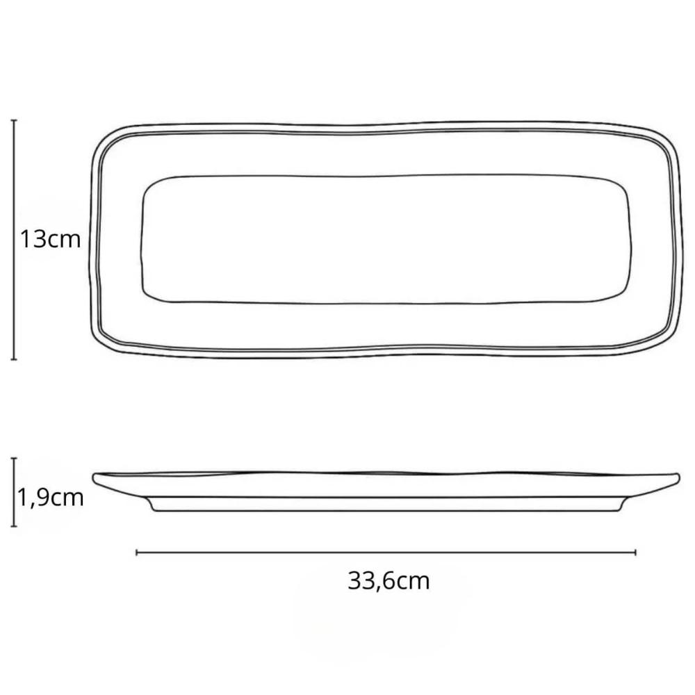 Kit 24 Travessas Cerâmica Preto Fosco 33x13cm Hygge Servir Sushi Restaurante Porto Brasil