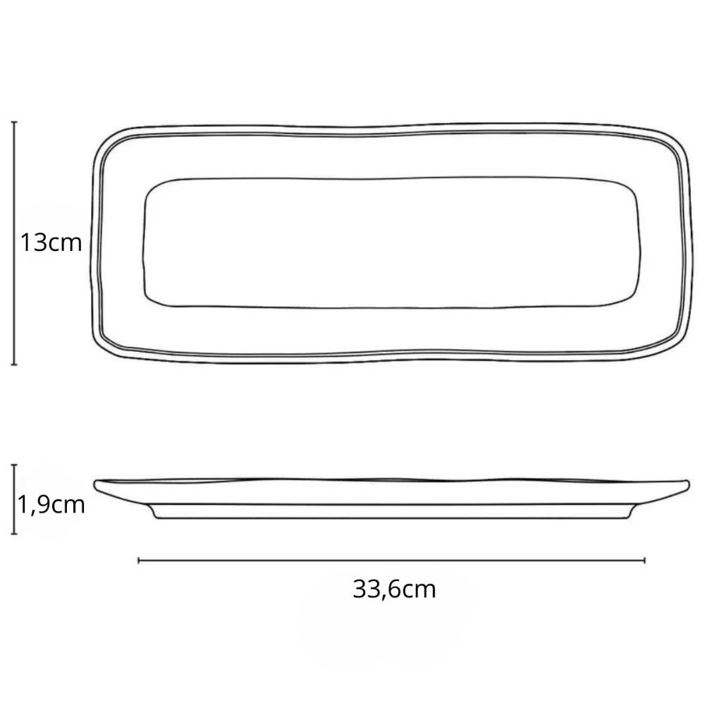 Kit 6 Bandejas Cerâmica Servir Sushi Sashimi 33x13cm Preto Travessa Porto Brasil