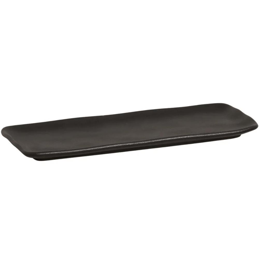 Kit 6 Bandejas Cerâmica Servir Sushi Sashimi 33x13cm Preto Travessa Porto Brasil