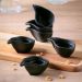Kit 60 Molheiras 40ml Restaurante Japonês 8x6cm Cerâmica Orgânico Preto Matte Buffet Porto Brasil Oval