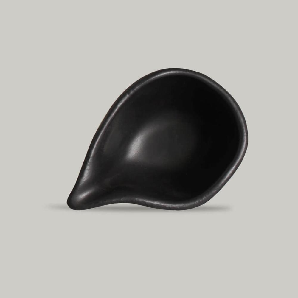 Kit 60 Molheiras 40ml Restaurante Japonês 8x6cm Cerâmica Orgânico Preto Matte Buffet Porto Brasil Oval