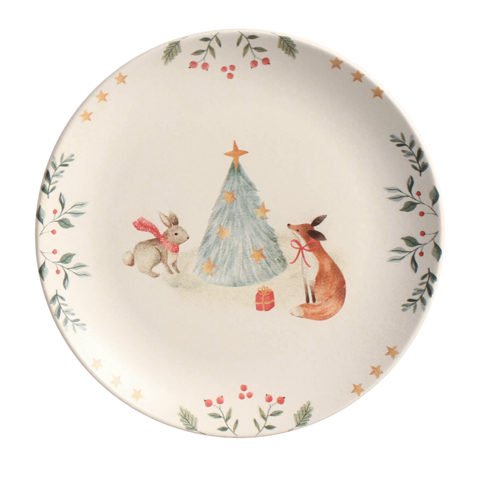 Prato de Sobremesa Coup Christmas Card Bege