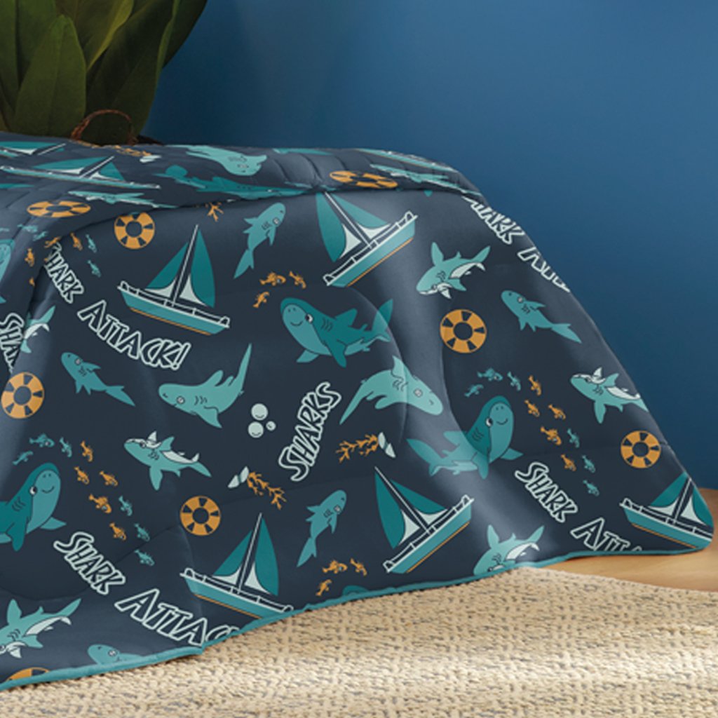 Edredom Casal Estampado Atlantix 200x220cm 100% Algodão Shark