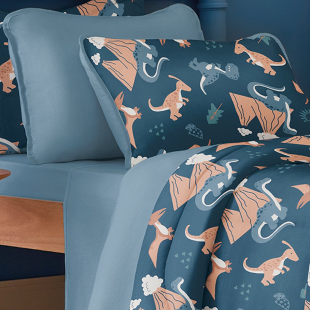 Edredom Solteiro Estampado Atlantix 150x220cm 100% Algodão Era dos Dinossauros
