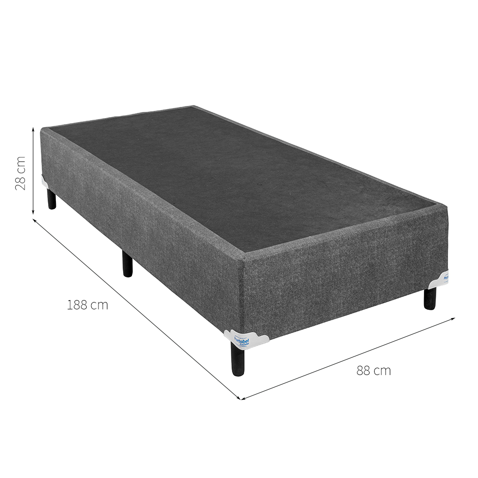 Base para Cama Box Solteiro Bellagio (28x88x188) Cinza