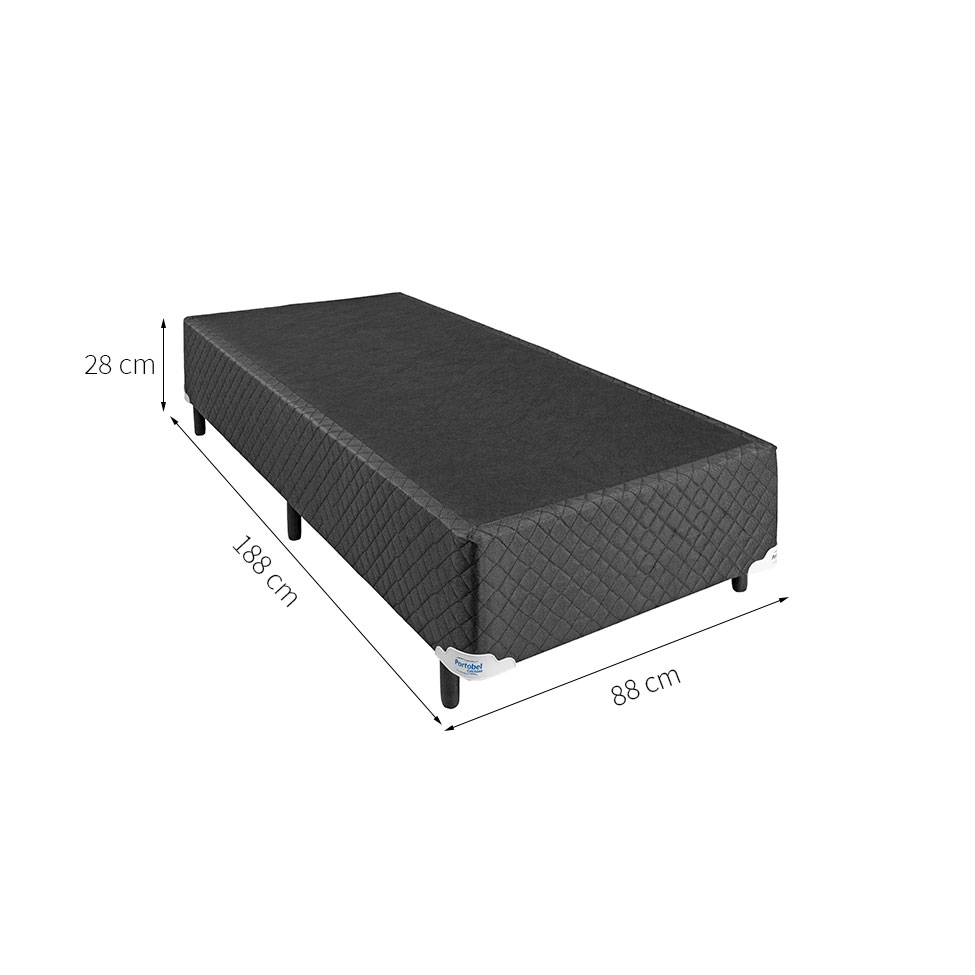 Base para Cama Box Solteiro Florença (28x88x188) Preta