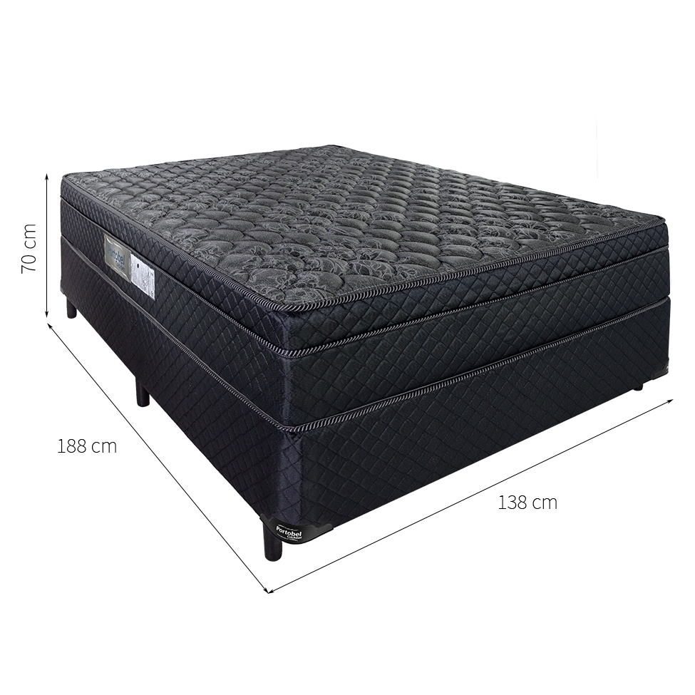 Cama Box Casal com Colchão Arezzo ll Molas Ensacadas Preta