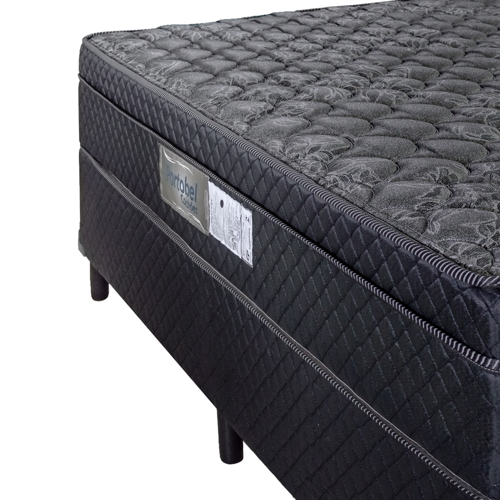 Cama Box Casal com Colchão Arezzo ll Molas Ensacadas Preta
