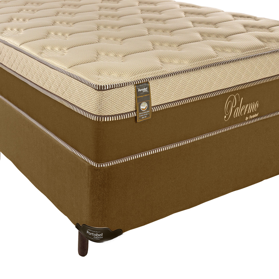 Cama Box Casal com Colchão Palermo Molas Ensacadas Marrom