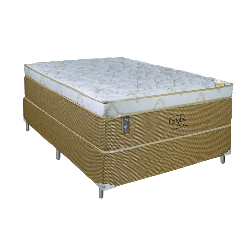 Cama Box Casal com Colchão Vicenza Molas Ensacadas Bege