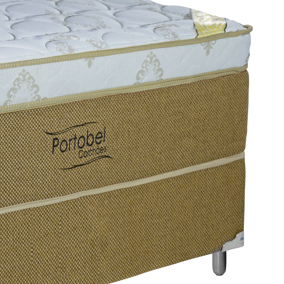 Cama Box Casal com Colchão Vicenza Molas Ensacadas Bege