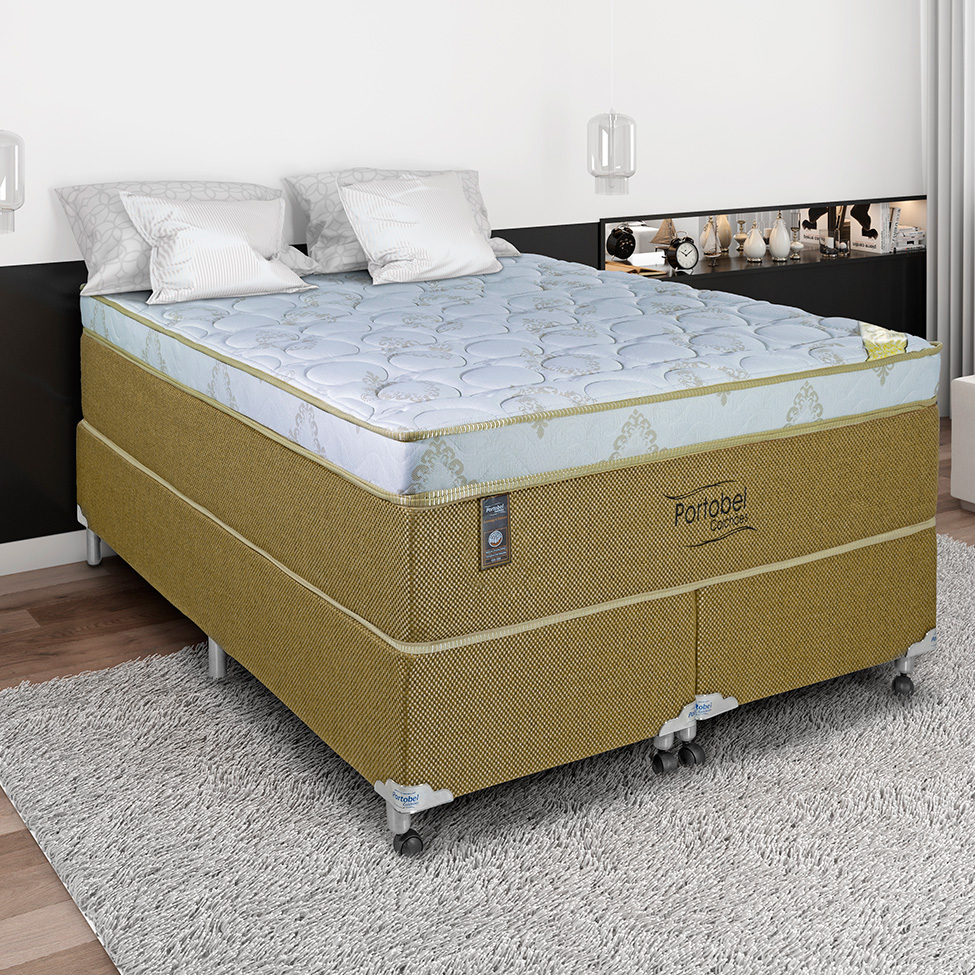 Cama Box King com Colchão Vicenza Molas Ensacadas Bege