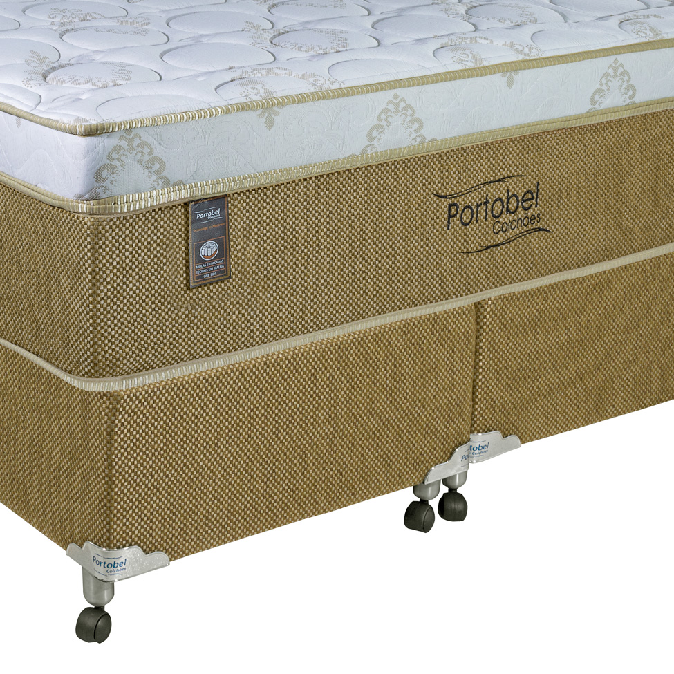 Cama Box Queen com Colchão Vicenza Molas Ensacadas Bege