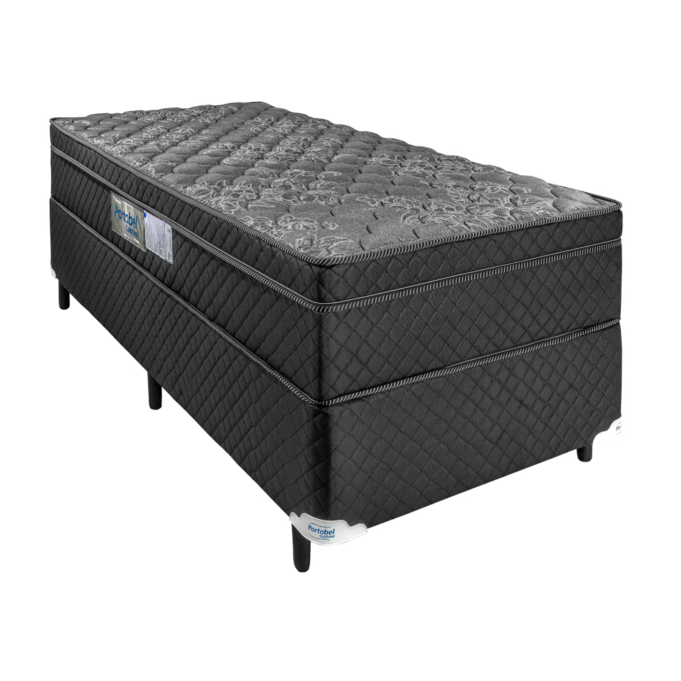 Cama Box Solteiro com Colchão Arezzo Molas Ensacadas Preta