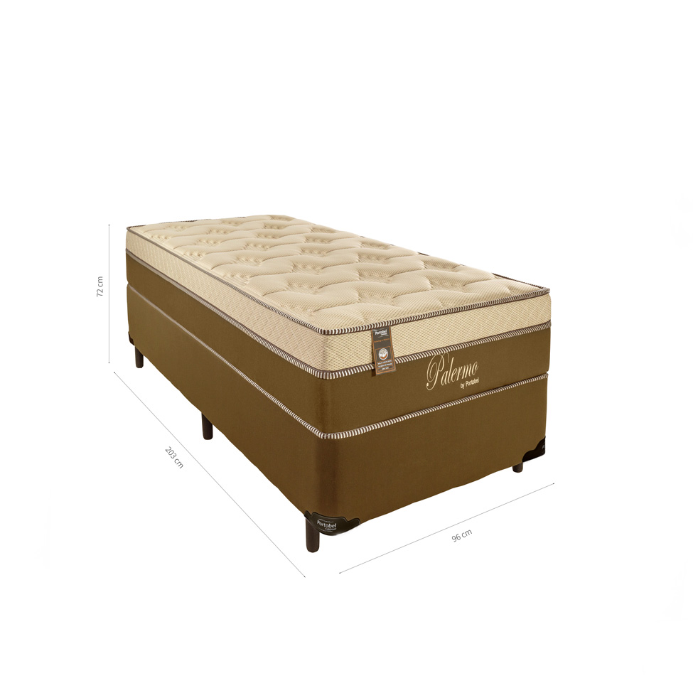 Cama Box Solteiro com Colchão Palermo (96x203) Molas Ensacadas Marrom
