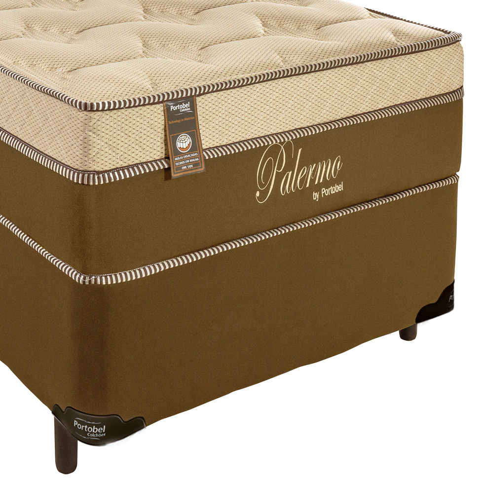 Cama Box Solteiro com Colchão Palermo (96x203) Molas Ensacadas Marrom