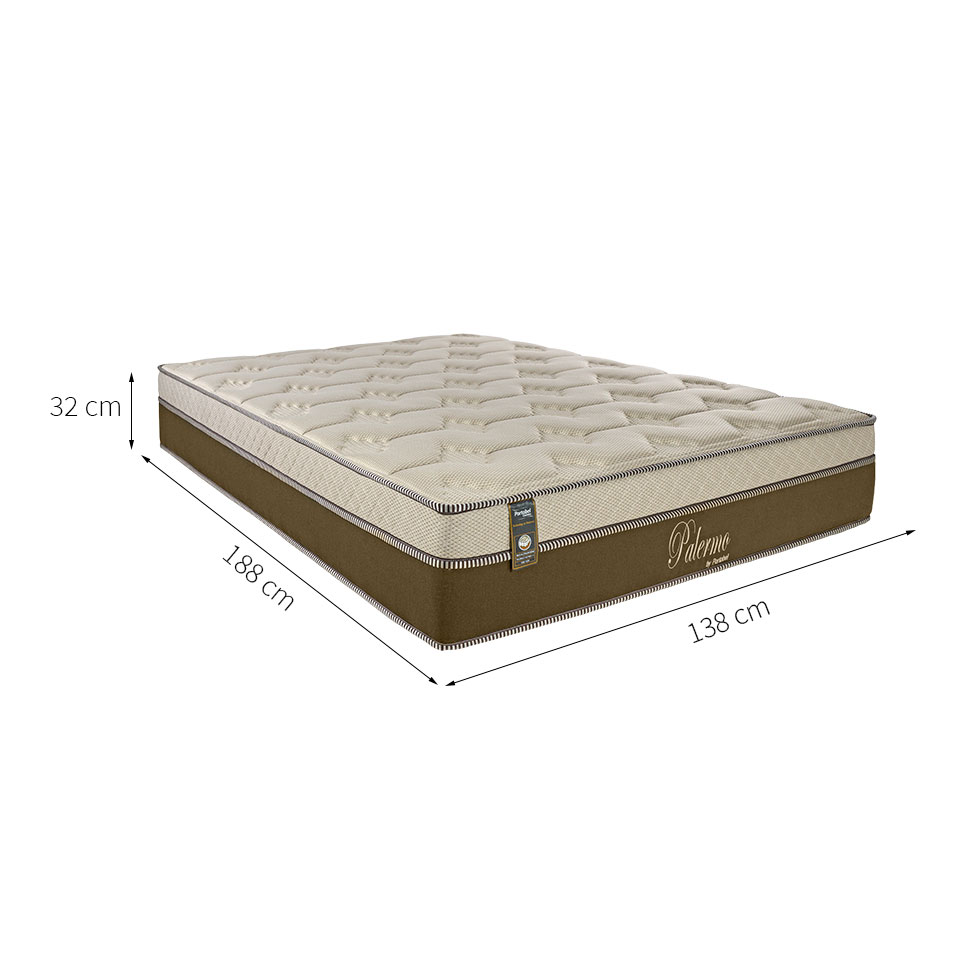 Colchão Casal Palermo Espuma D26 Molejo Pocket 32x138x188 Bege Escuro