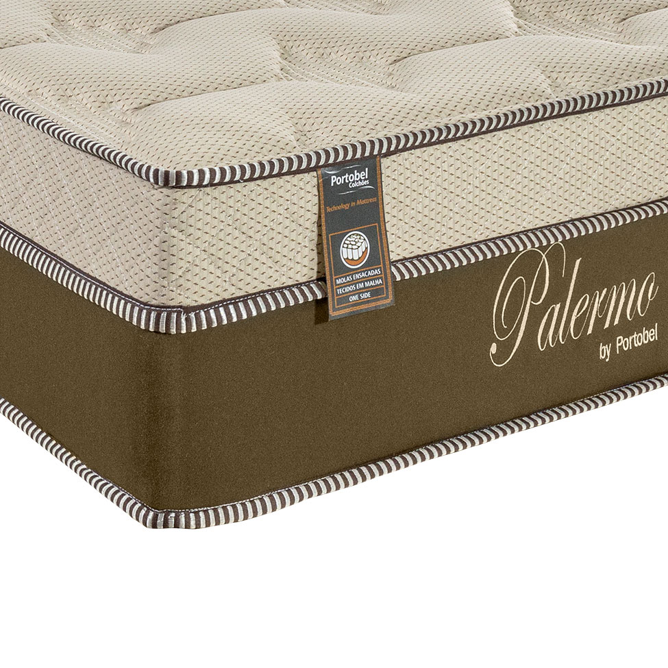 Colchão Solteiro Palermo Espuma D26 Molas Pocket 32x88x188 Bege Escuro
