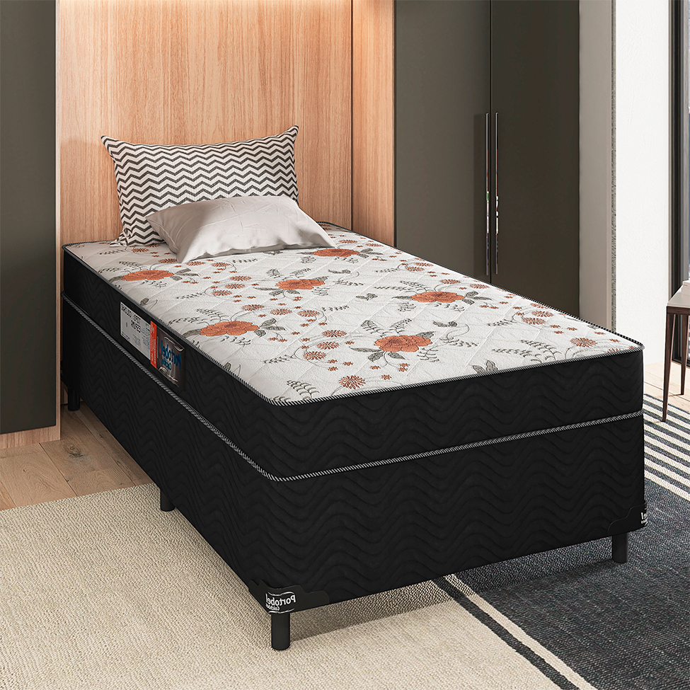 Colchão Solteiro de Espuma D45 Gênova (24x88x188) Branco e Floral