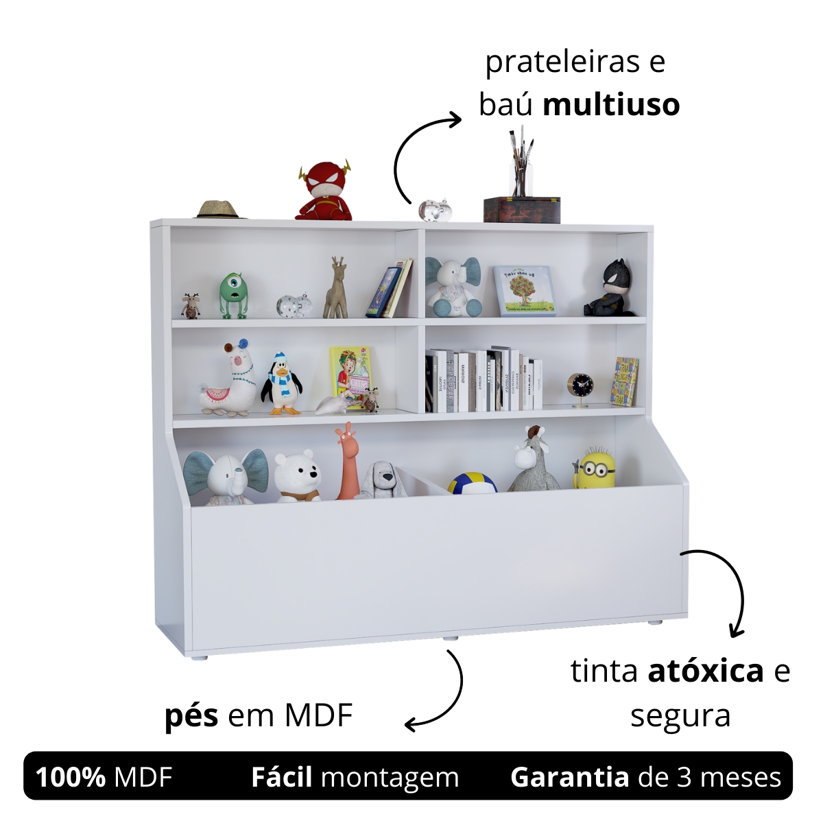 Estante Organizadora Grande Multiuso Brinquedos Livros Roupas Em MDF