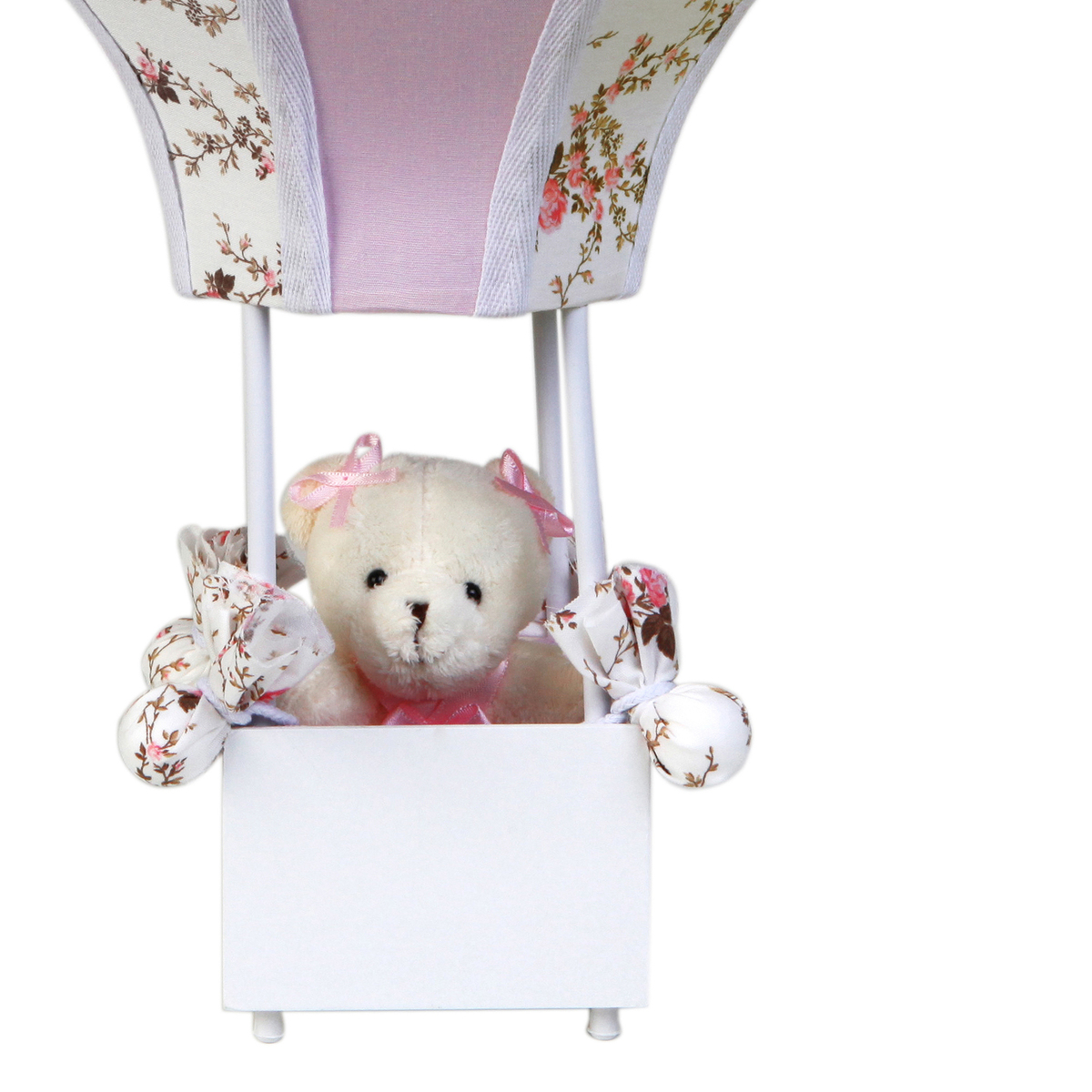 Abajur Balãozinho Acinturado Ursa Rosa Quarto Bebê Infantil Menina