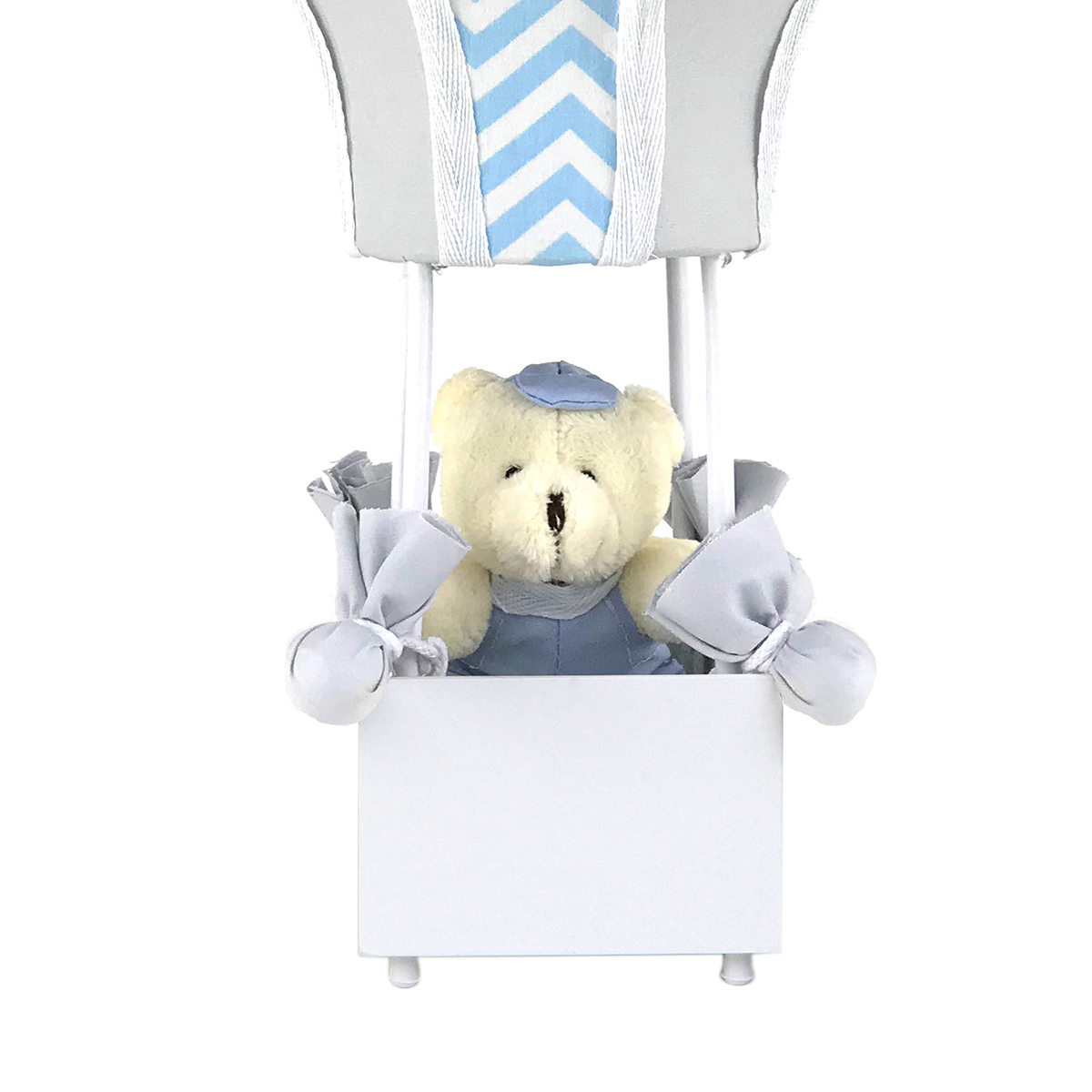 Abajur Balãozinho Cintura Urso Chevron Azul Quarto Bebê Infantil Menino