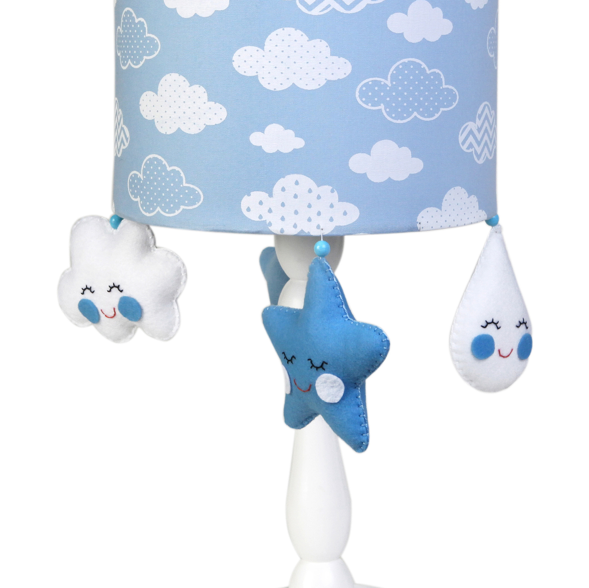 Abajur Madeira Chuva De Amor Azul  Quarto Bebê Infantil Menino