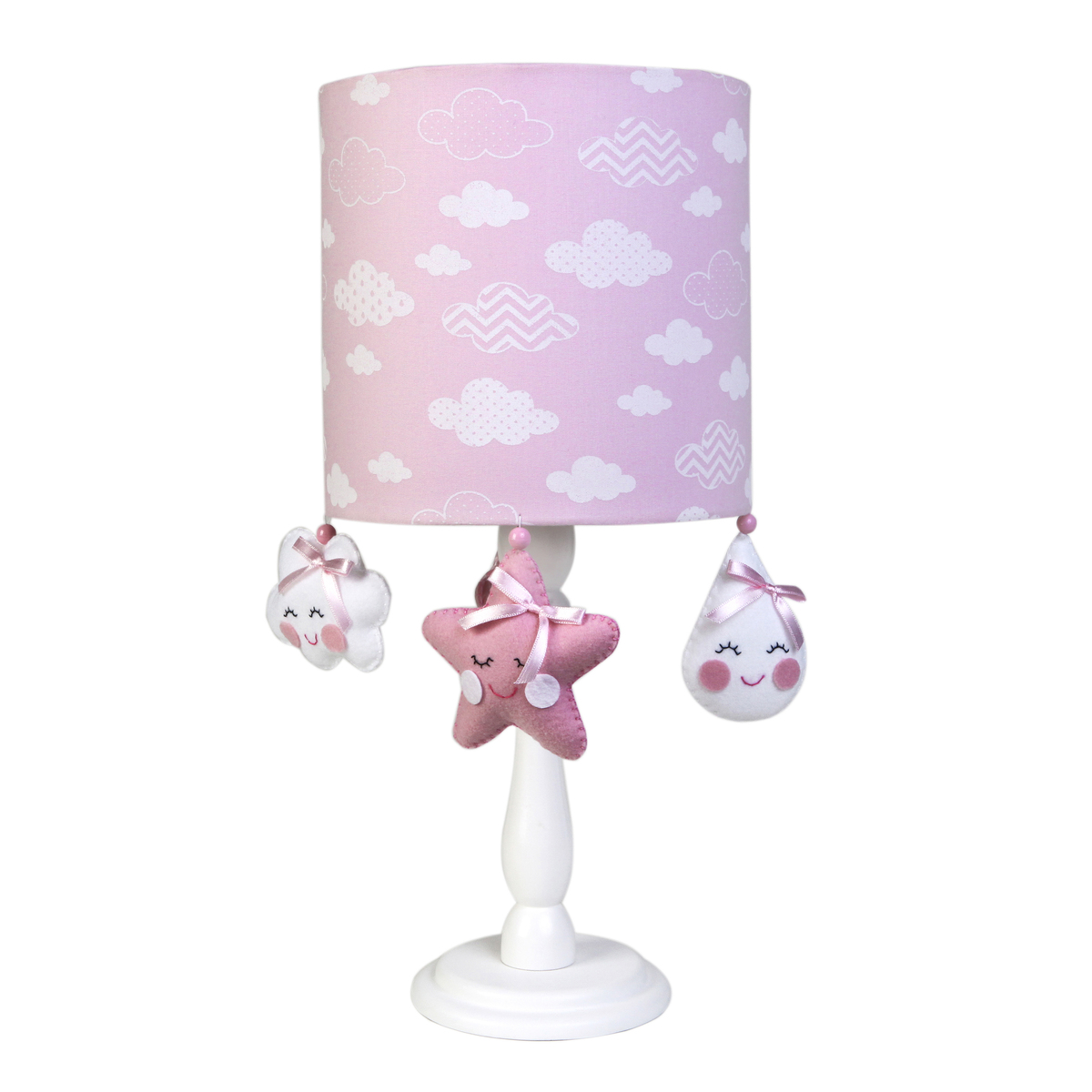 Abajur Madeira Chuva De Amor Rosa Quarto Bebê Infantil Menina