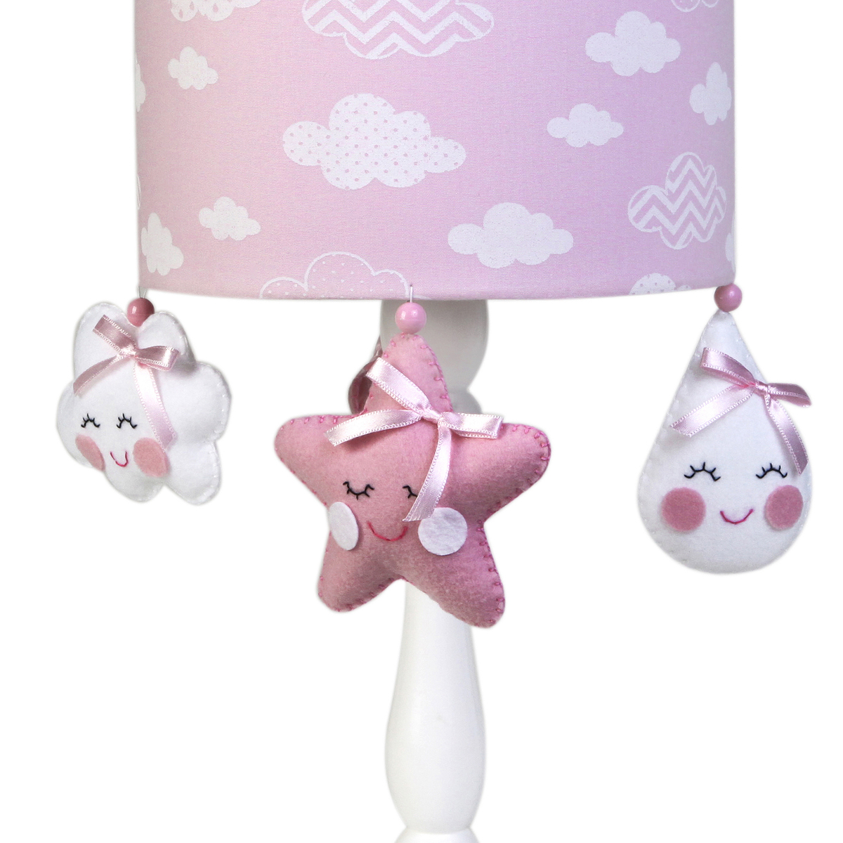 Abajur Madeira Chuva De Amor Rosa Quarto Bebê Infantil Menina