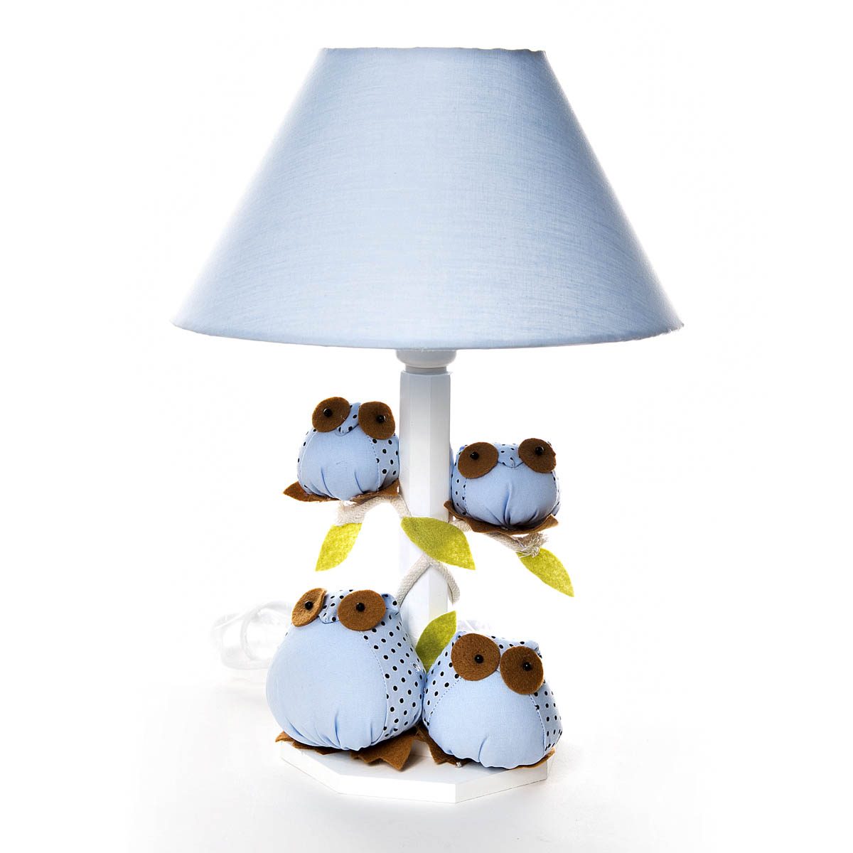 Abajur Madeira Coruja Azul Quarto Bebê Infantil Menino