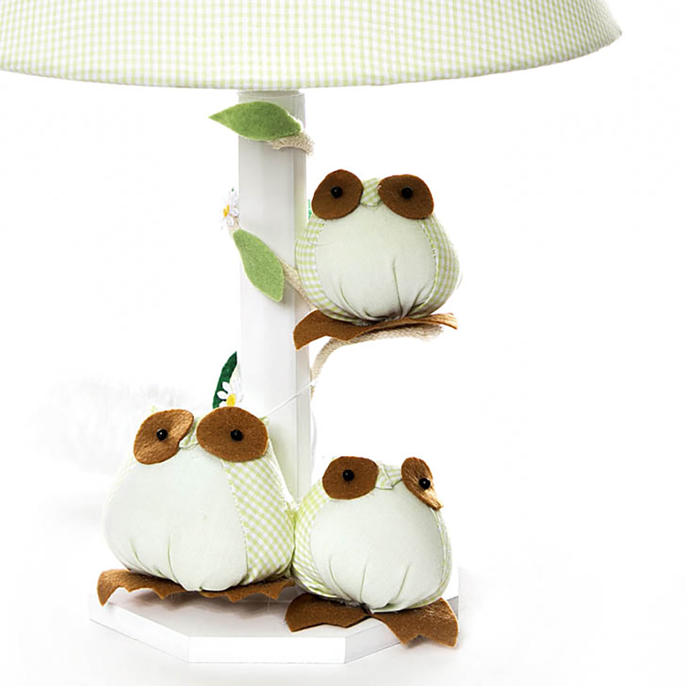 Abajur Madeira Coruja Verde Quarto Bebê Infantil - Bivolt