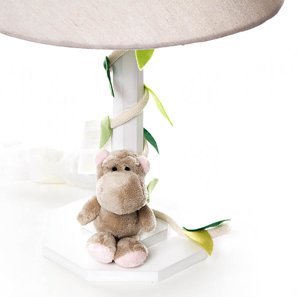 Abajur Madeira Floresta Hipopótamo Quarto Bebê Infantil - Bivolt