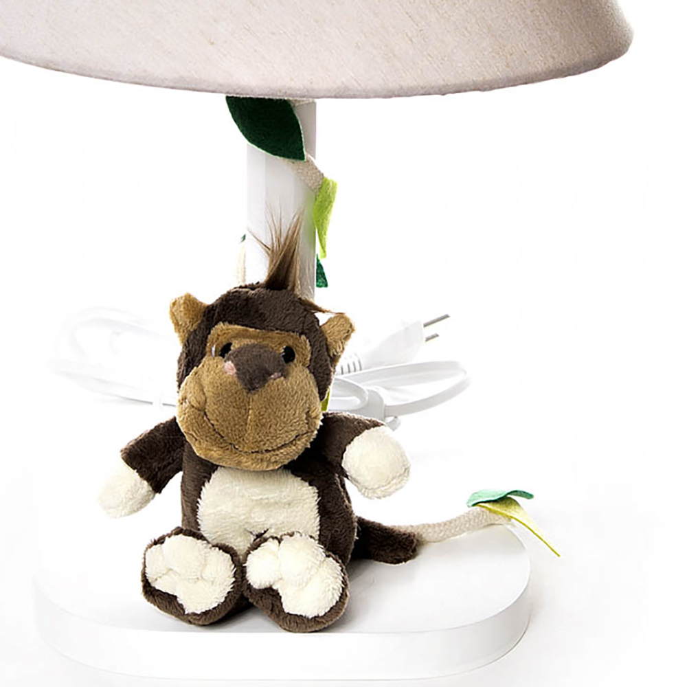 Abajur Madeira Floresta Macaquinho Quarto Bebê Infantil - Bivolt