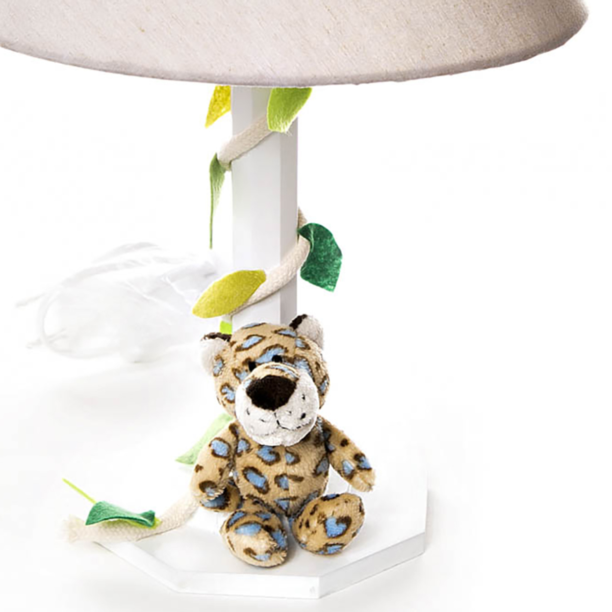 Abajur Madeira Floresta Onça Quarto Bebê Infantil - Bivolt