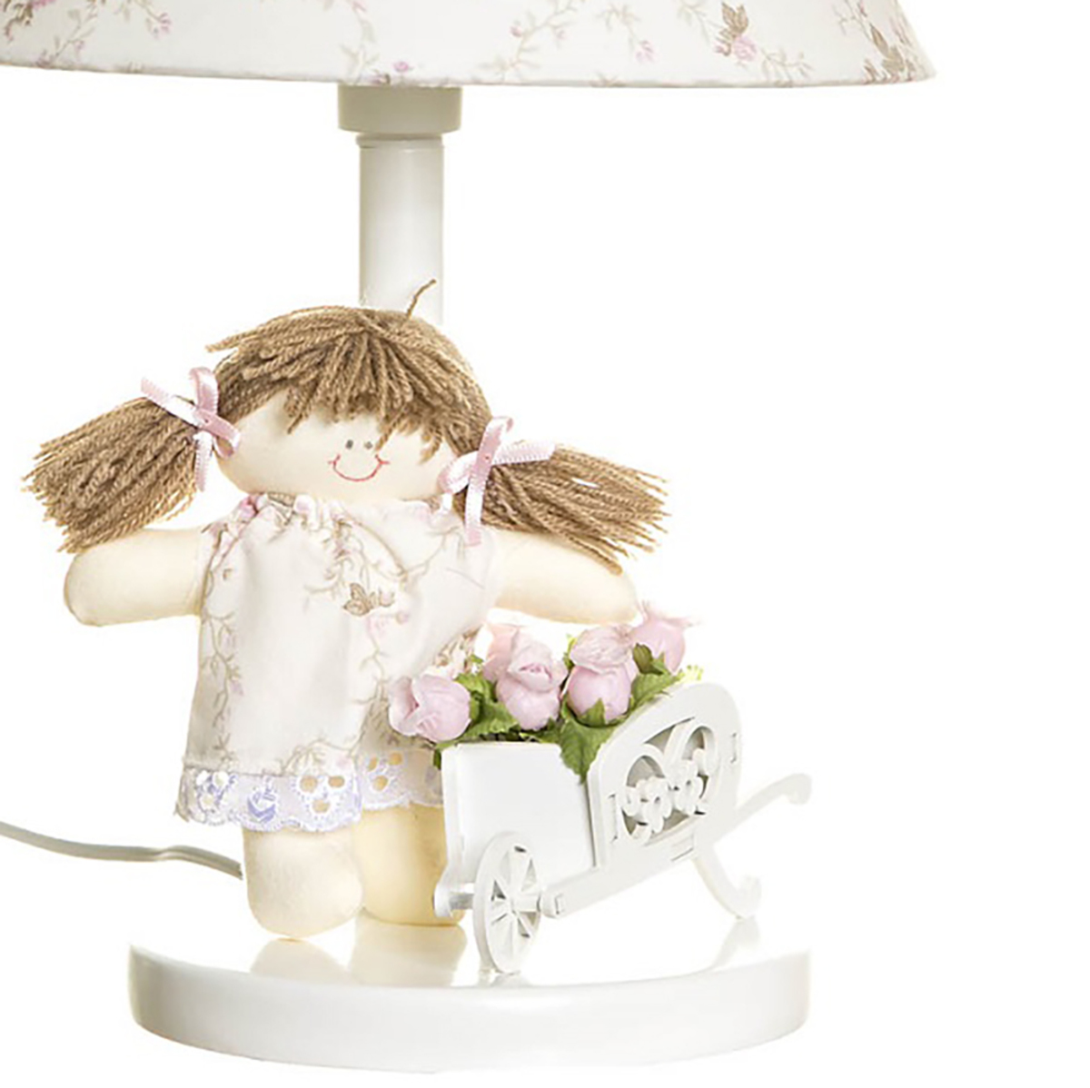 Abajur Madeira Menina Com Carriola Rosa Quarto Bebê Infantil Menina
