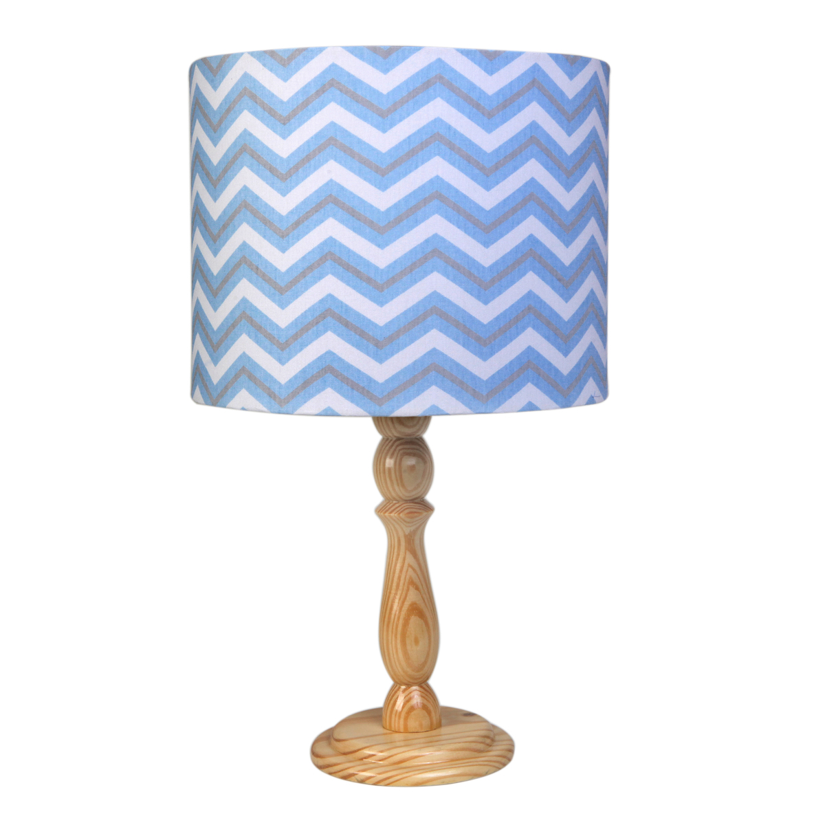 Abajur Madeira Moderno Chevron Azul Quarto Bebê Infantil Menino