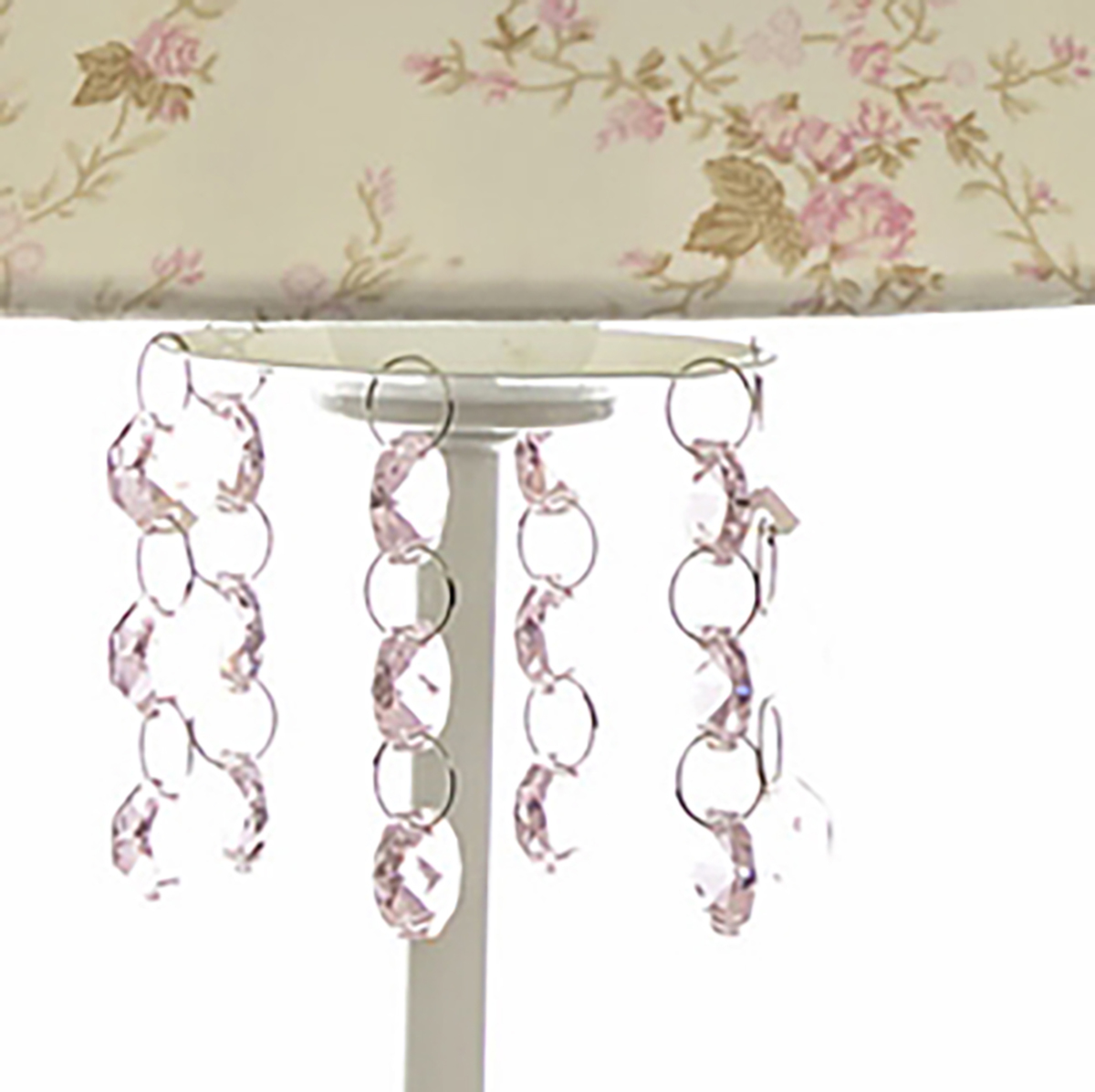 Abajur Metal Cristais Rosa Quarto Bebê Infantil - Bivolt