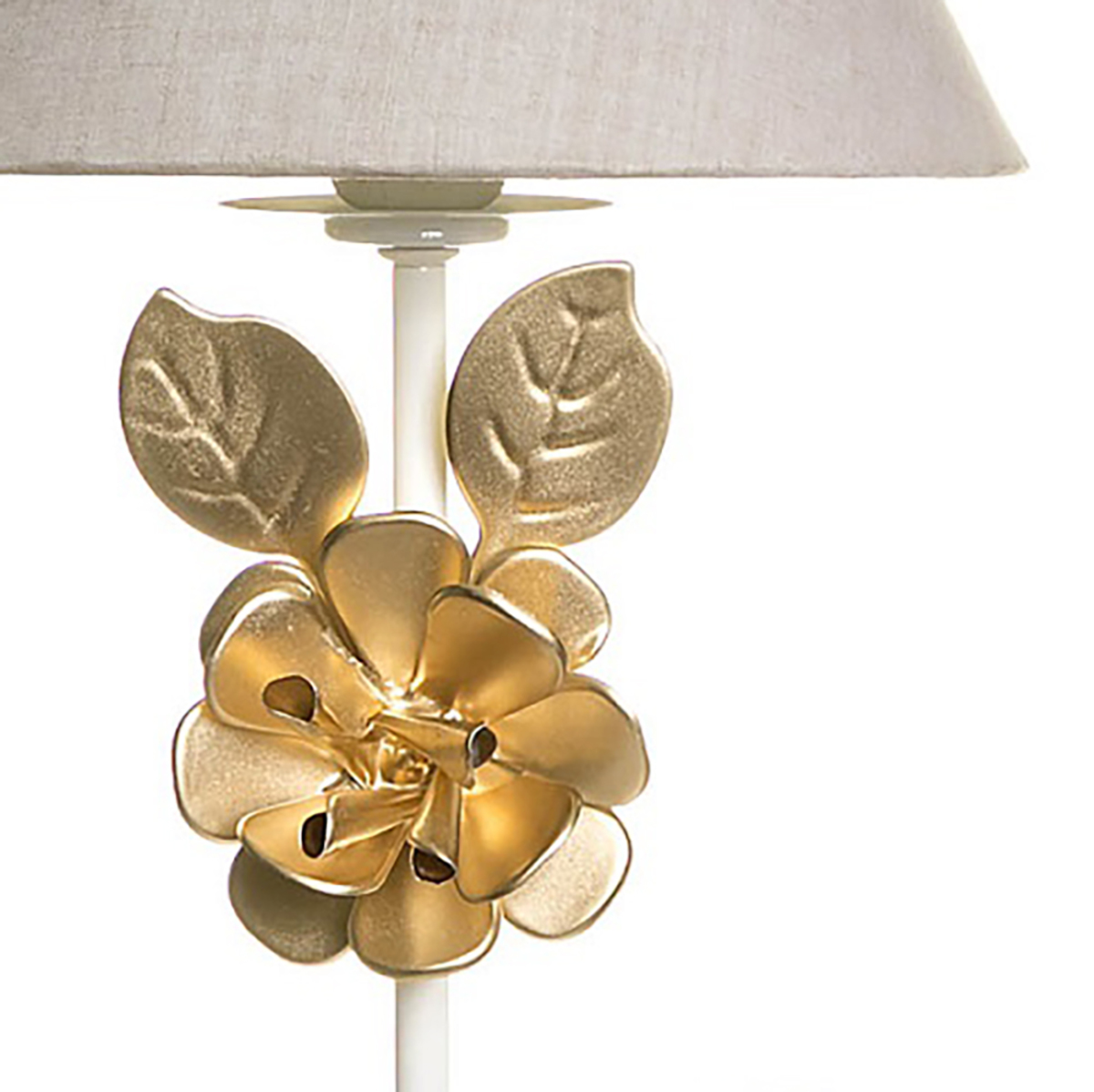 Abajur Metal Flor G Dourada Quarto Bebê Infantil - Bivolt
