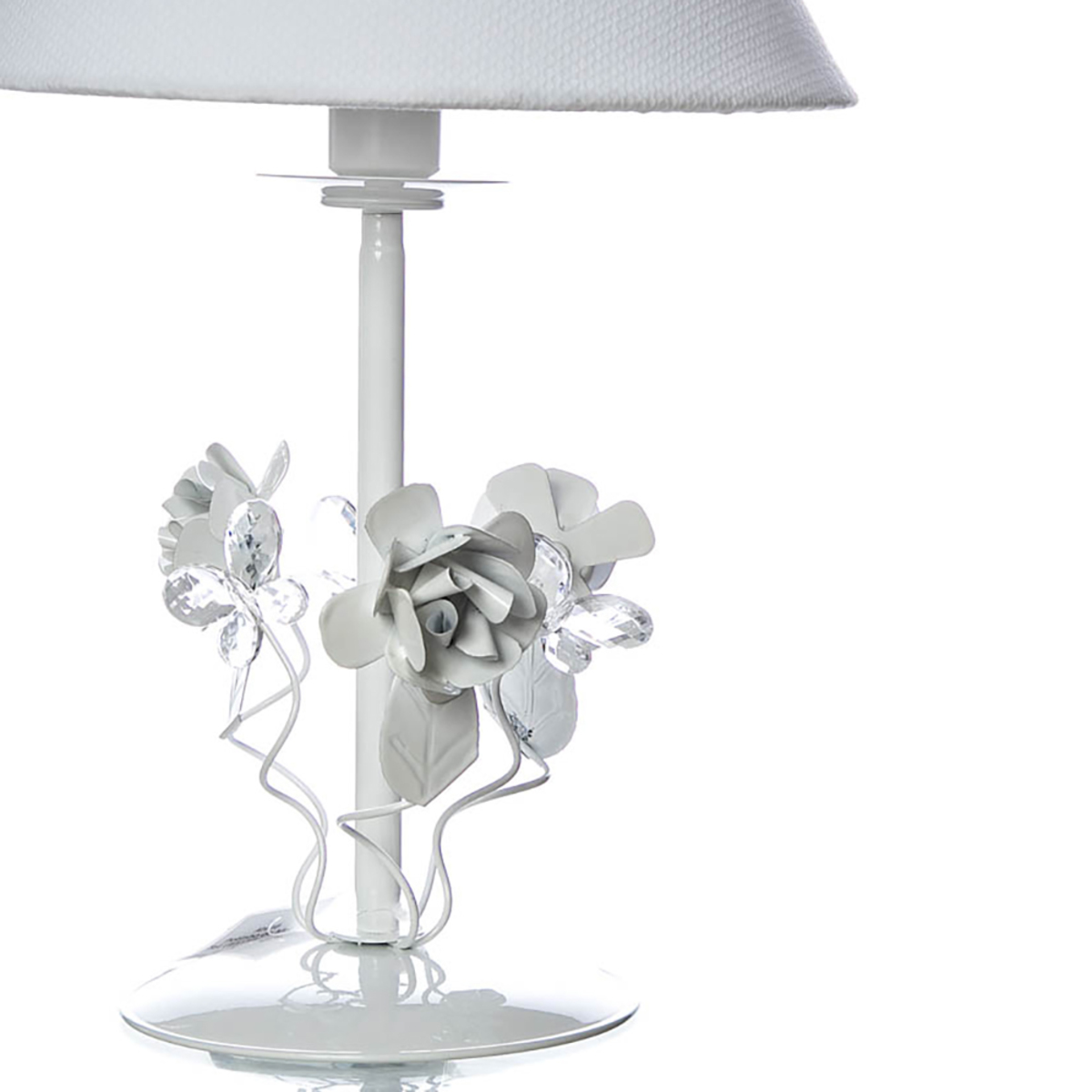 Abajur Metal Floral Branco Quarto Bebê Infantil Menina