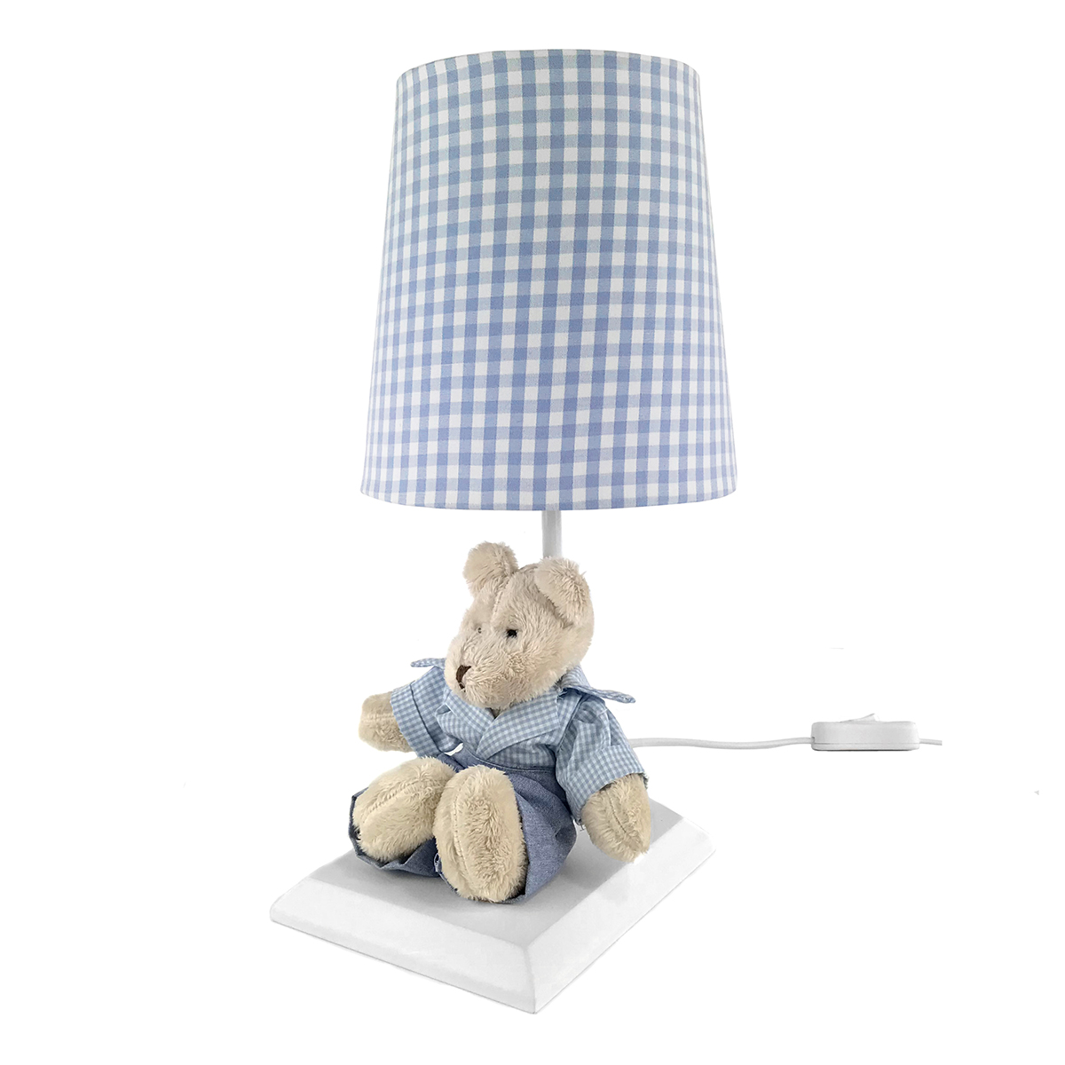 Abajur Toys Claro Urso Azul Quarto Bebê Infantil Menino