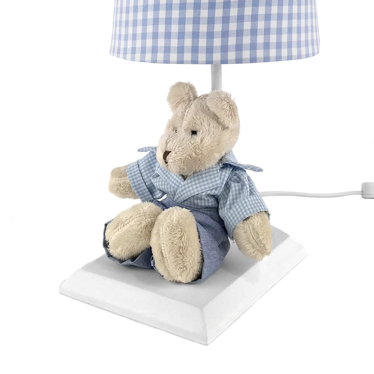 Abajur Toys Claro Urso Azul Quarto Bebê Infantil Menino