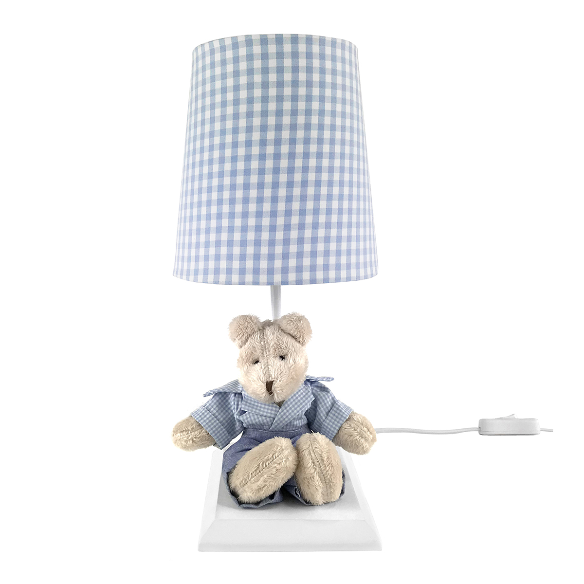 Abajur Toys Claro Urso Azul Quarto Bebê Infantil Menino