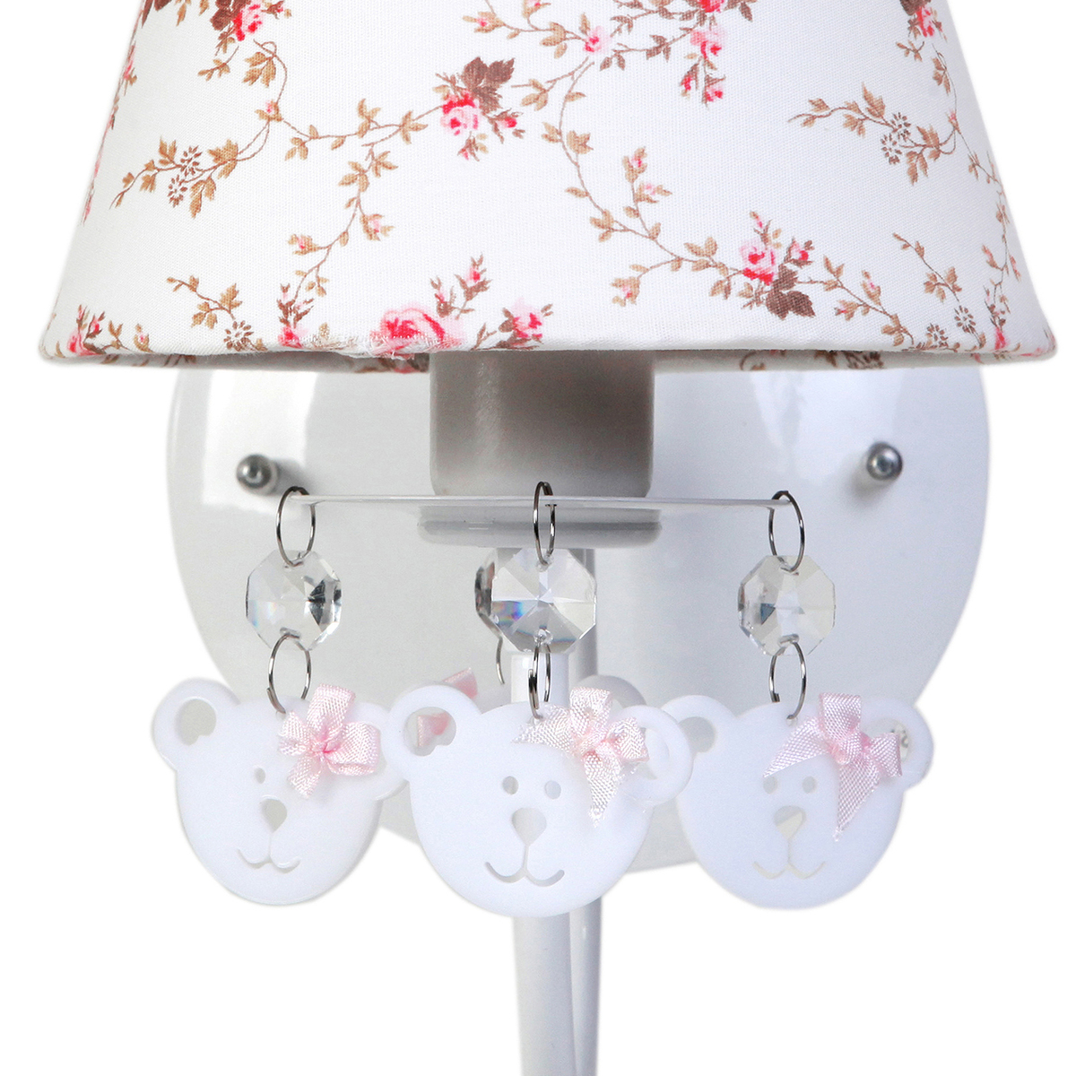 Arandela 1 Lâmpada Ursinhas Rosa Quarto Bebê Infantil Menina