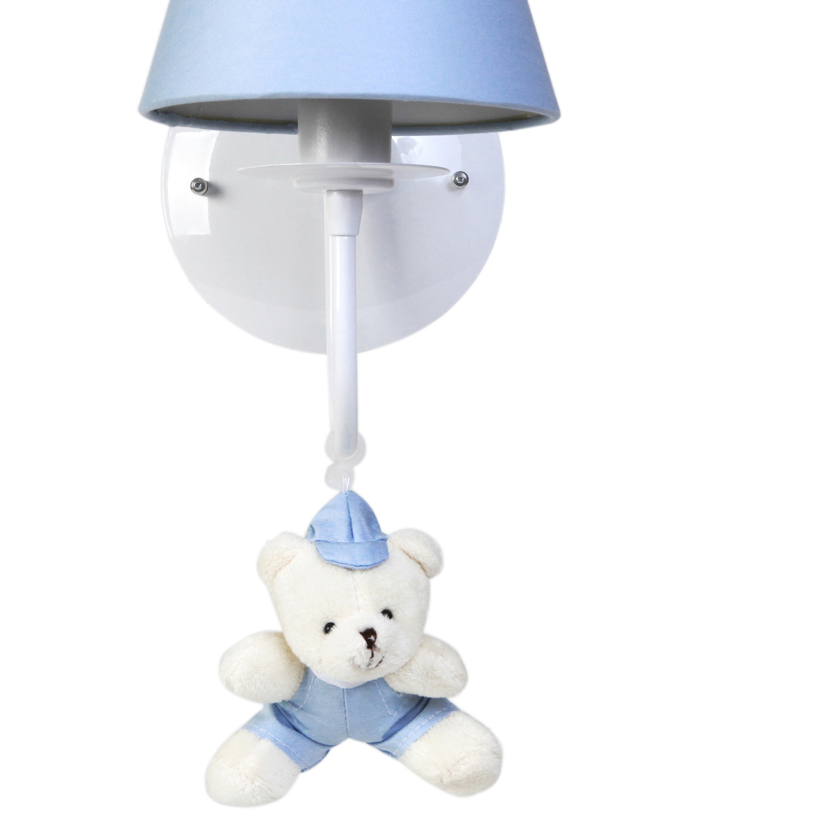Arandela 1 Lâmpada Ursinho De Boné Azul Quarto Bebê Infantil Menino