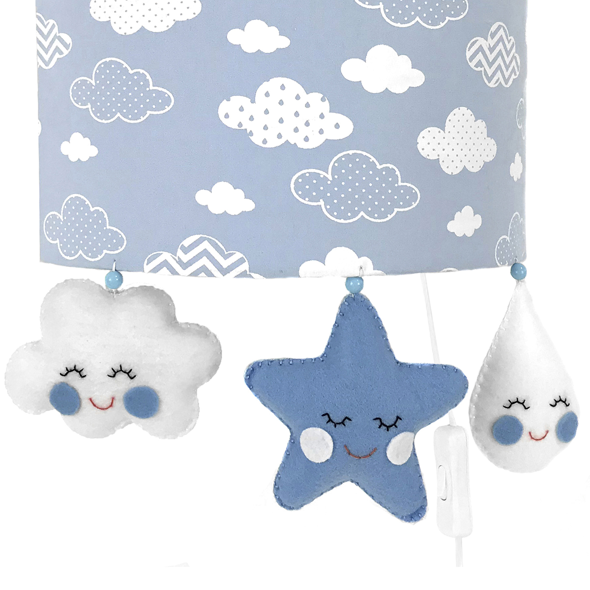 Arandela Meia Lua Chuva de Amor Azul Quarto Bebê Infantil Menino