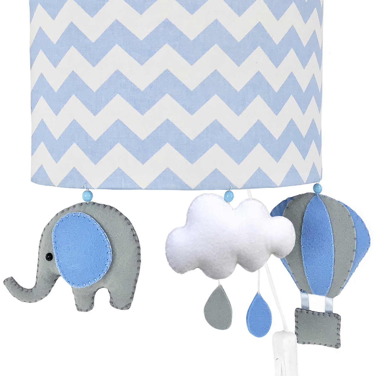 Arandela Meia Lua Elefante Balão Azul Quarto Bebê Infantil Menino